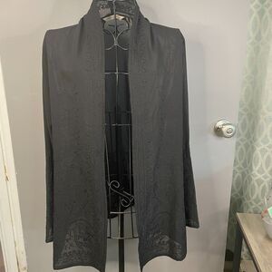Soft Surroundings Womens M Sheer Open Front Embroidered Cardigan